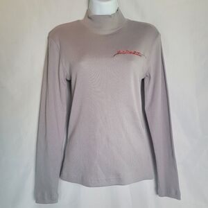 Harley Davidson Ribbed Gray Long Sleeve Mock Neck Shirt Women's Size XS